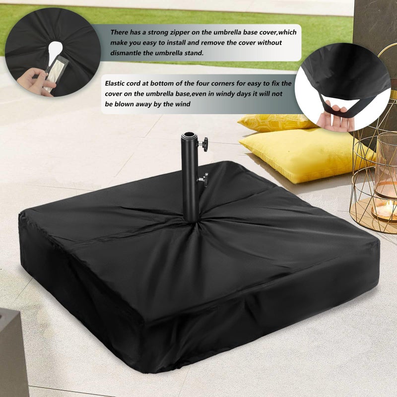 Rileytee Patio Umbrella Base Cover,Outdoor Heavy Duty 600D Waterproof Anti-UV Square Umbrella Stand Base Covers (30""L x 30""W x 5""H-Black) - Image 4